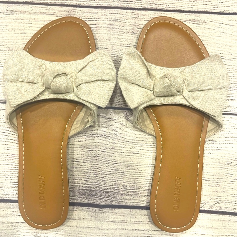 OLD NAVY GLITTER TAN SLIDE SANDAL